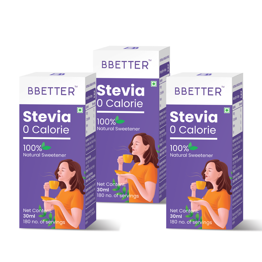 Stevia - 100% Natural | 0 Calorie | Pack of 3